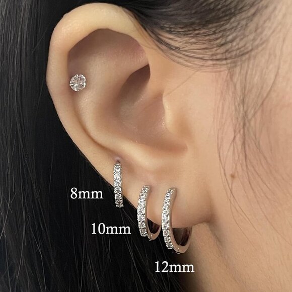 Sterling Silver Hoop & Stud Earrings Set for Women - 6 Pairs - Picture 4 of 8